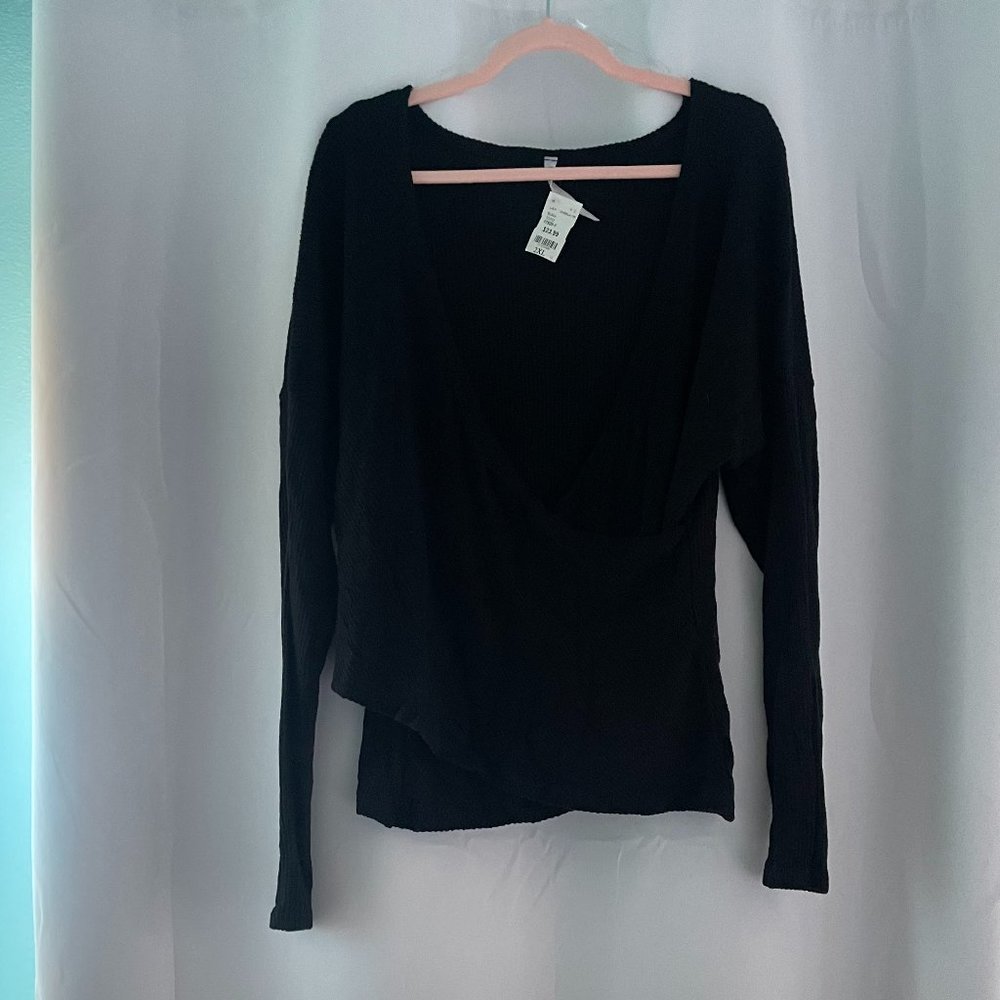 Long Sleeve Black Wrap Sweater